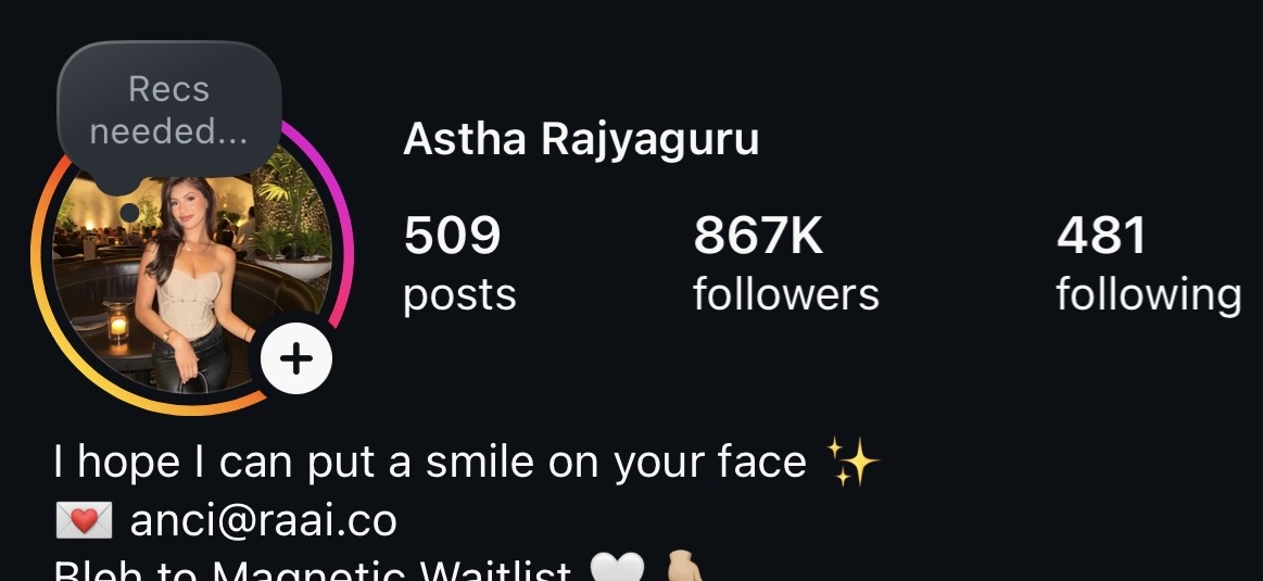 867K followers — instagram