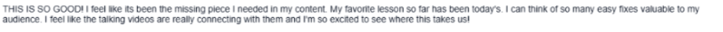 student testimonial screenshot